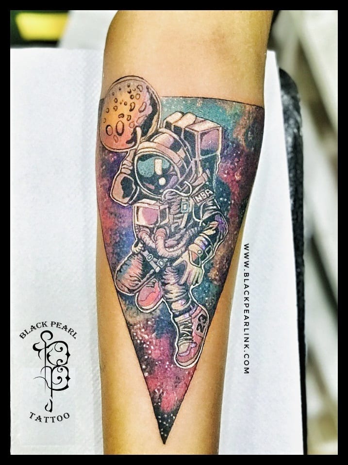 Outer Space Sleeve | Traditional tattoo black and grey, Black tattoos, Space  tattoo