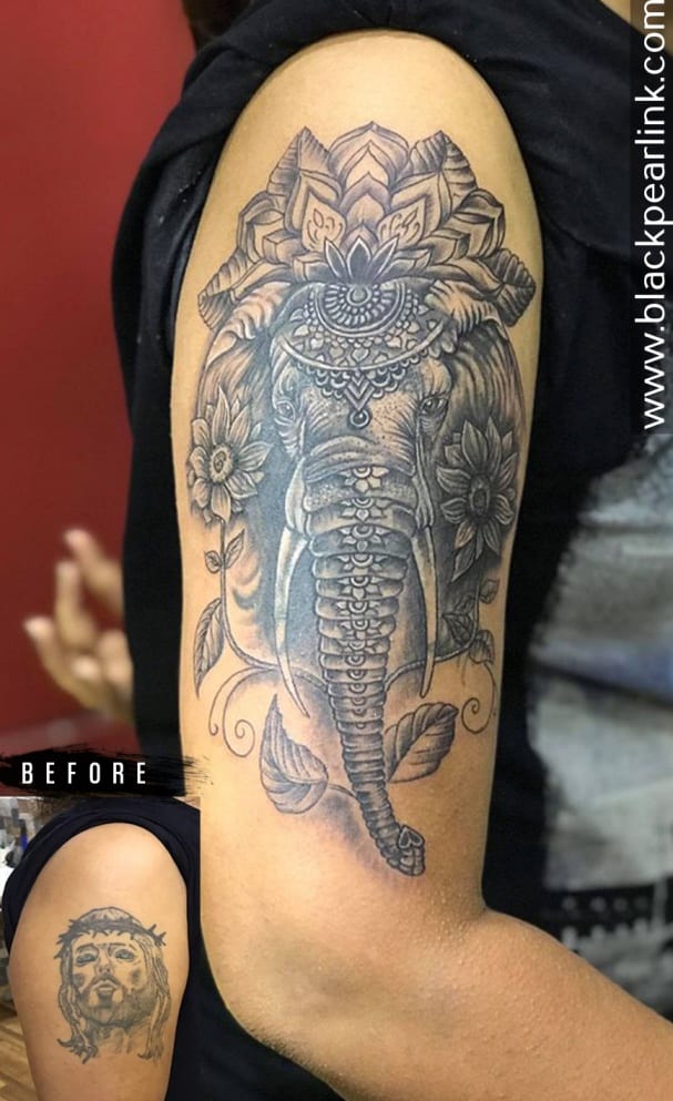 Coverup Tattoo with Aesthetic Elephant