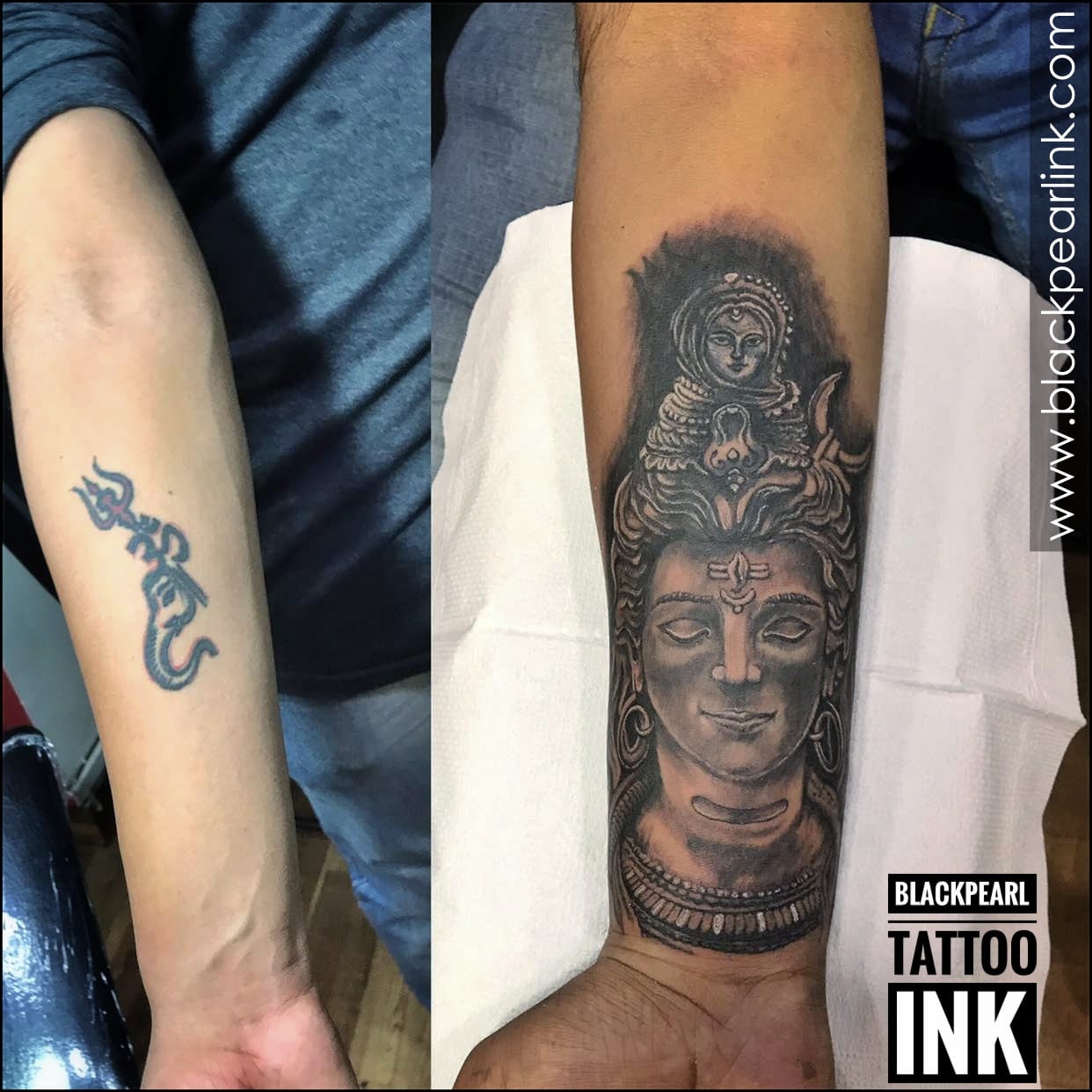 Coverup Tattoo with Shiva in Gangadhar Form