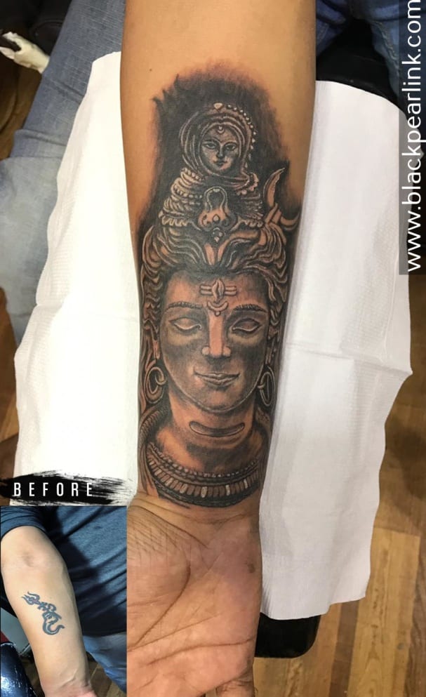 Coverup Tattoo with Shiva in Gangadhar Form