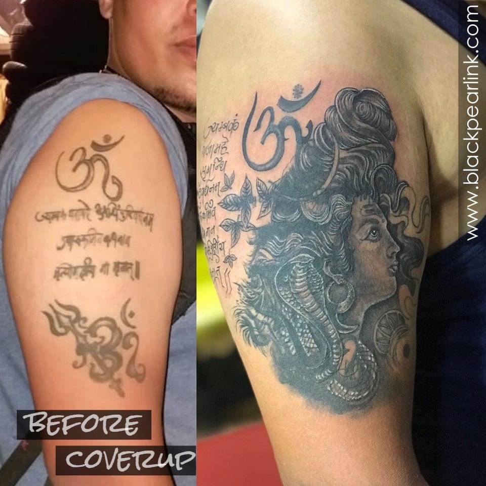 Coverup Tattoo with Shiva with Jataas