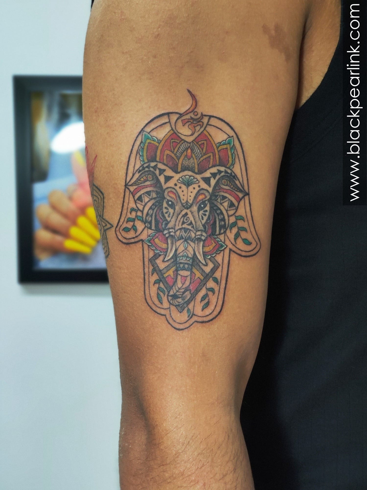 Hamsa Tattoo for Luck on Bicep