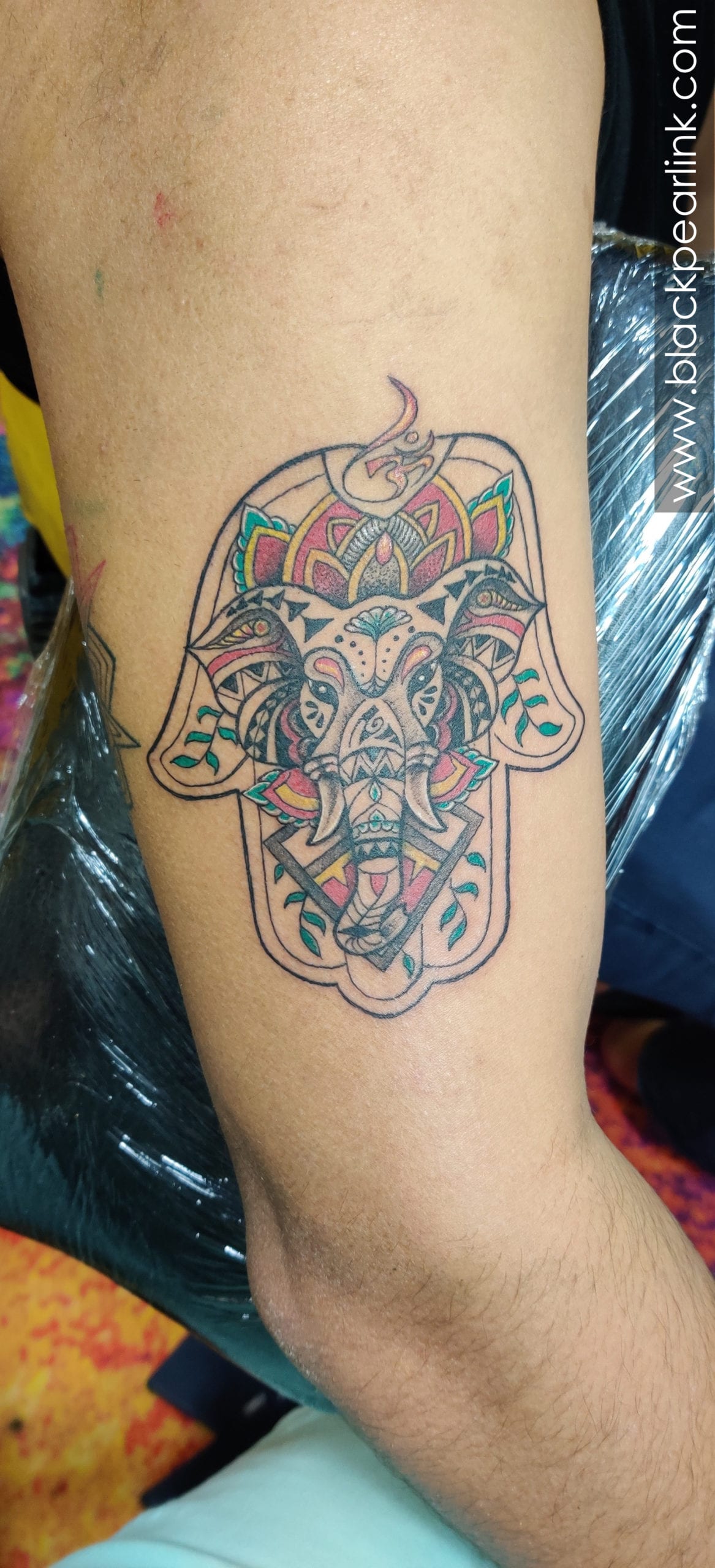 Hamsa Tattoo for Luck on Bicep