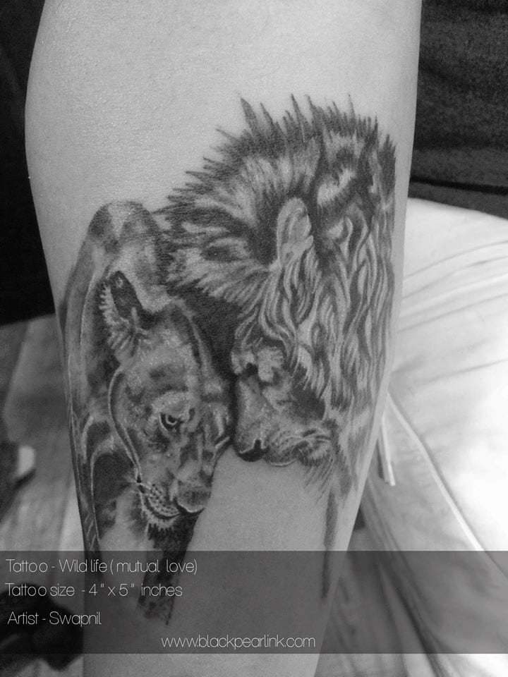 Lion and Lioness in Love Tattoo