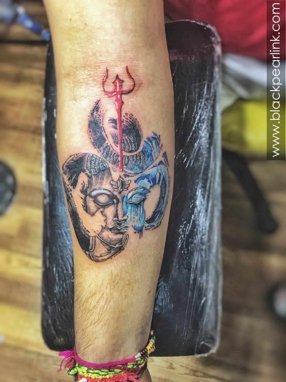 Om and Shiva Colored Tattoo