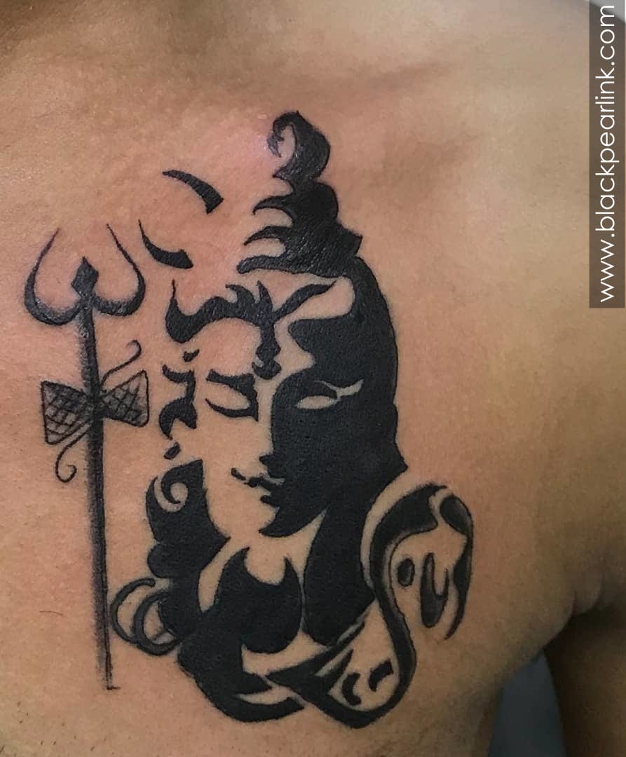 Shiva Tattoo with Negative Space Design Technique