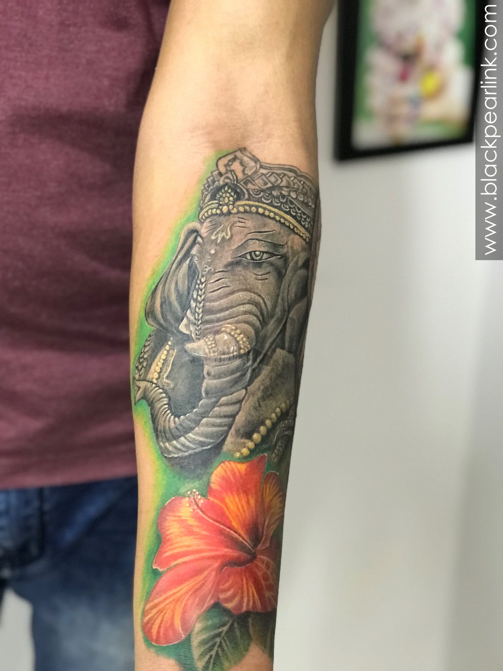 Black and Grey Ganesha half sleeve tattoo on upper arm. :: Behance