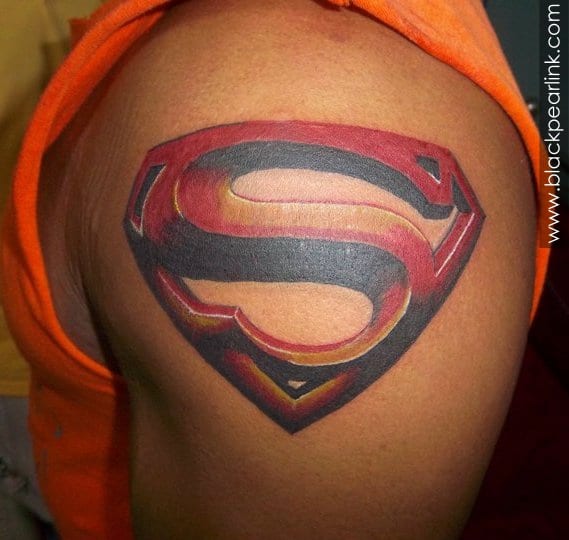 Superman Sign Tattoo on Bicep